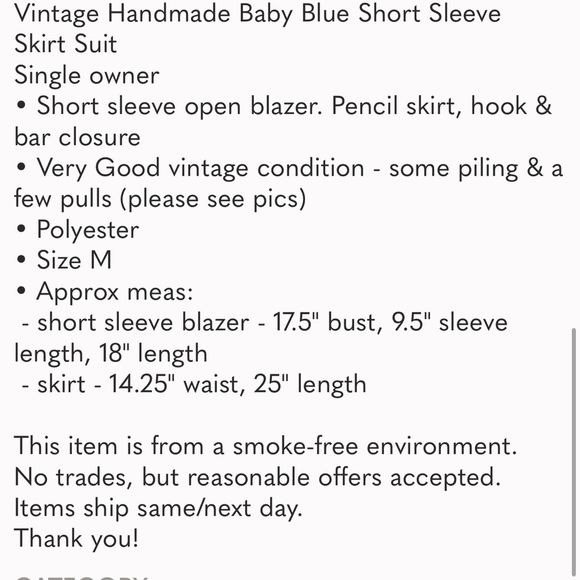 VINTAGE 70s 2-piece skirt SET baby blue matching skirtsuit minimalist workwear - Picture 2 of 10